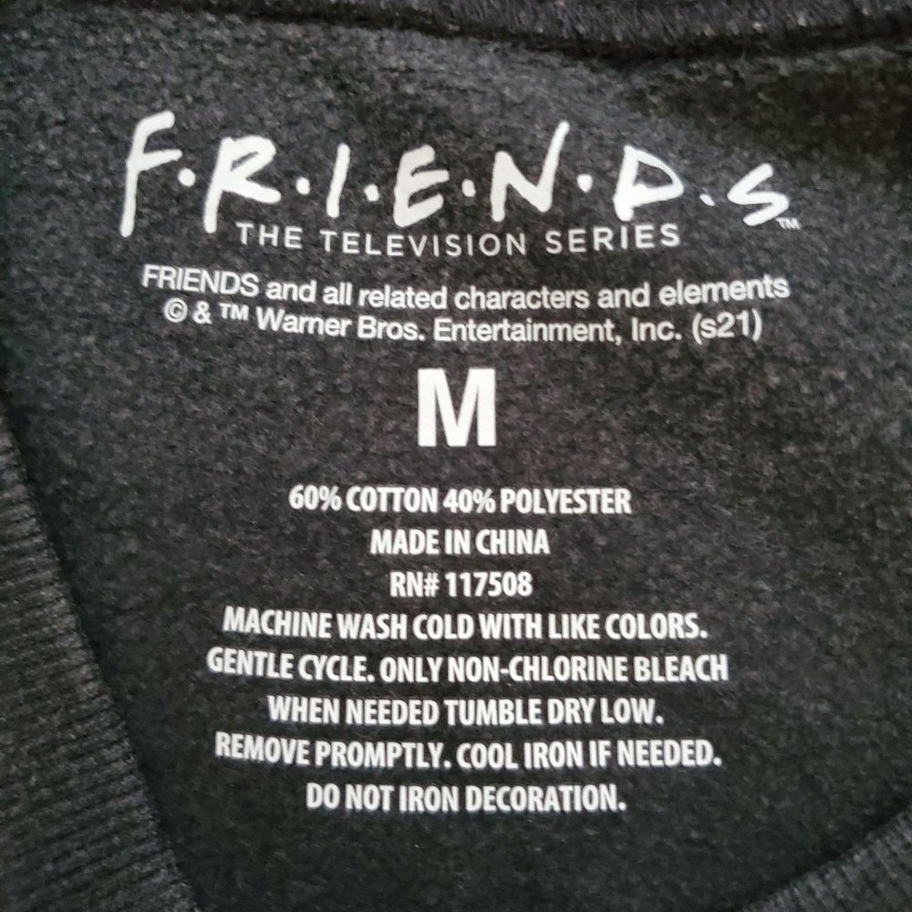 FRIENDS Unisex Digital Print Graphic Long Sleeve Shirt Black Size Medium NWT - Picture 6 of 11